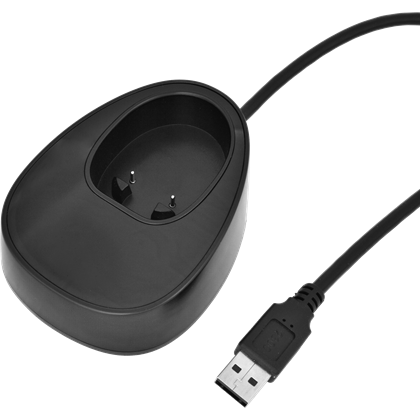 CCD 2D čtečka Virtuos HW-855A, bezdrátová, základna, USB (klávesnice/RS-232 emulace), černá