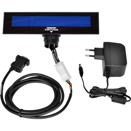 LCD zákaznický displej Virtuos FL-2026MB 2x20, serial (RS-232), černý