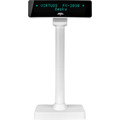 VFD zákaznický displej Virtuos FV-2030W 2x20 9mm, serial, bílý