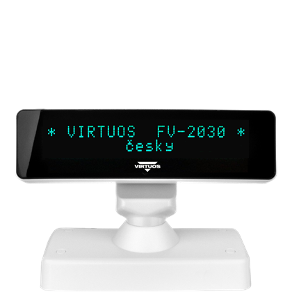 VFD zákaznický displej Virtuos FV-2030W 2x20 9mm, serial, bílý